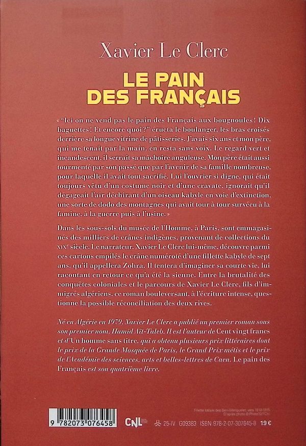 Quatrième de couverture de « Le pain des français : roman »