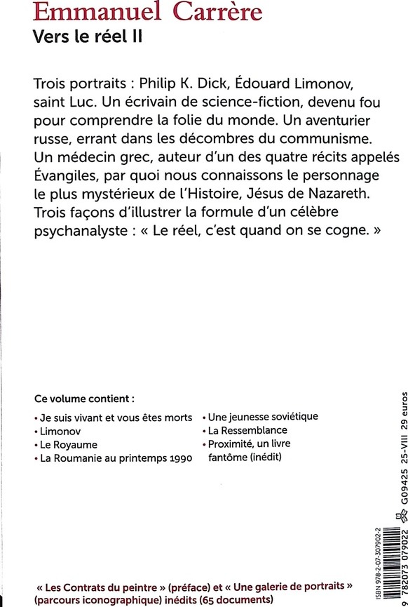Quatrième de couverture de « Vers le réel : oeuvres choisies »