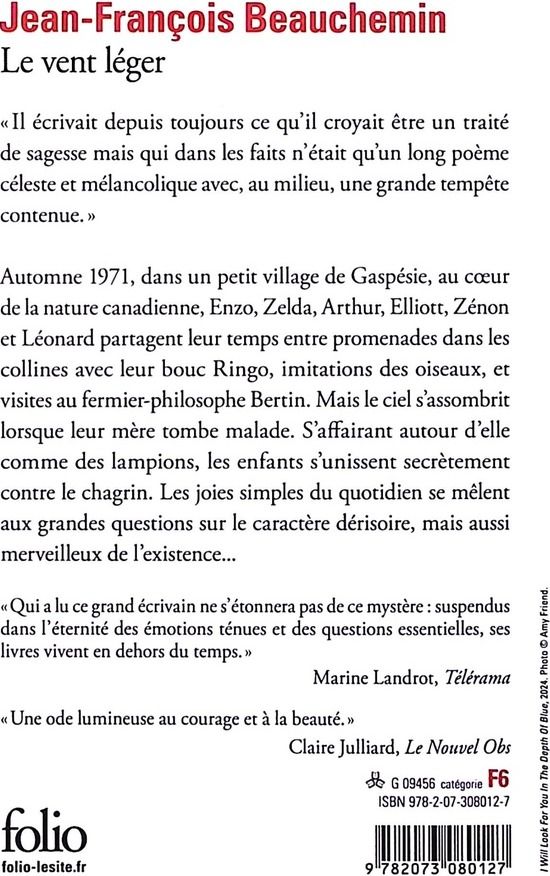 Quatrième de couverture de « Le vent léger »