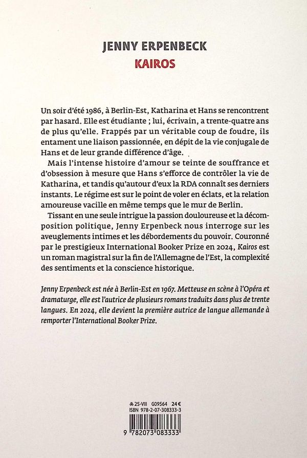 Quatrième de couverture de « Kairos : roman »