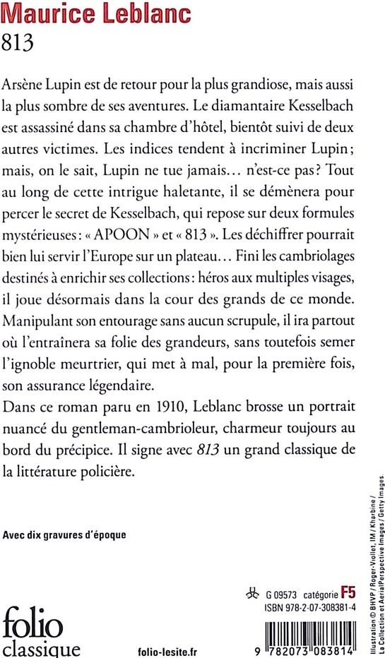 Quatrième de couverture de « 813 »