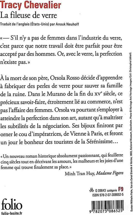 Quatrième de couverture de « LA FILEUSE DE VERRE »