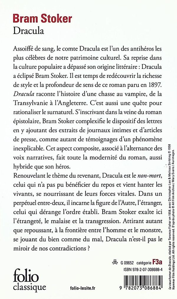 Quatrième de couverture de « Dracula »