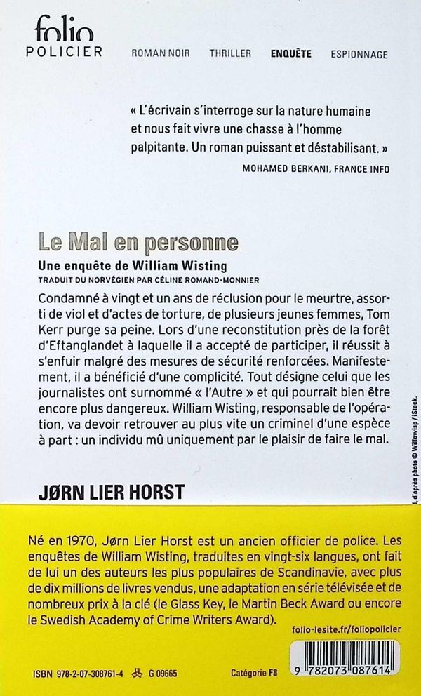Quatrième de couverture de « Le mal en personne »