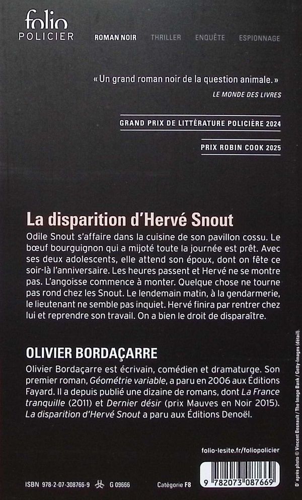 Quatrième de couverture de « La disparition d'Hervé Snout »