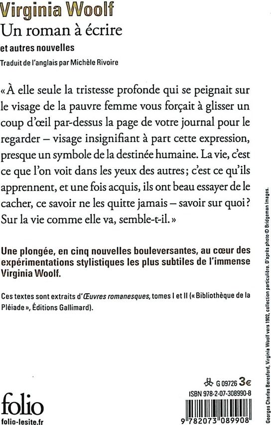 Quatrième de couverture de « UN ROMAN A ECRIRE ET AUTRES NOUVELLES »