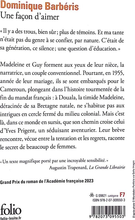 Quatrième de couverture de « Une façon d'aimer »