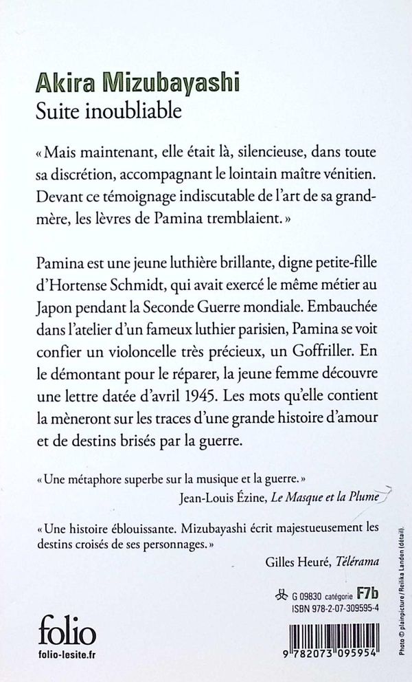Quatrième de couverture de « Suite inoubliable »