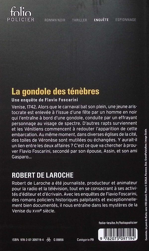 Quatrième de couverture de « La gondole des ténèbres »