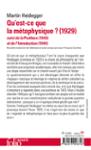 Quatrième de couverture de « Qu'est-ce que la métaphysique ? »