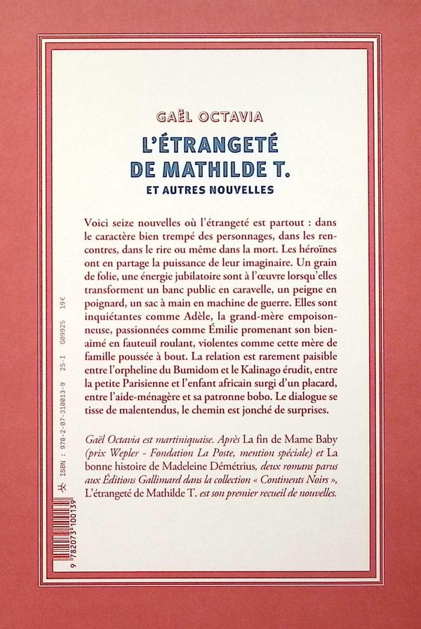 Quatrième de couverture de « L'étrangeté de Mathilde T. : et autres nouvelles »
