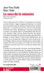 Quatrième de couverture de « Le sens de la mémoire »