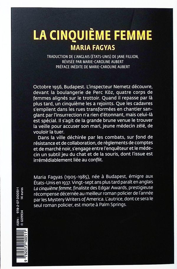 Quatrième de couverture de « La cinquième femme »
