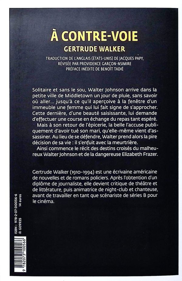 Quatrième de couverture de « À contre-voie »