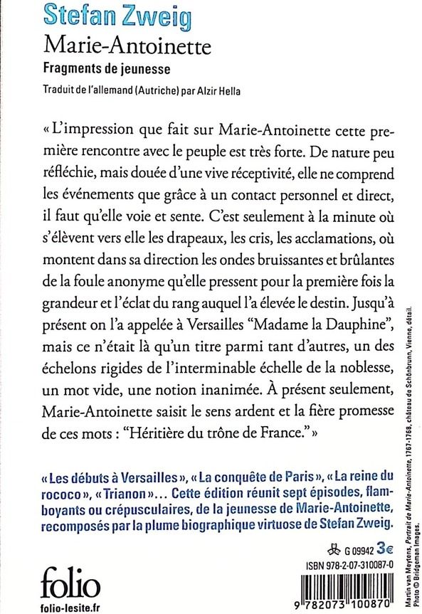 Quatrième de couverture de « MARIE-ANTOINETTE - FRAGMENTS DE JEUNESSE »