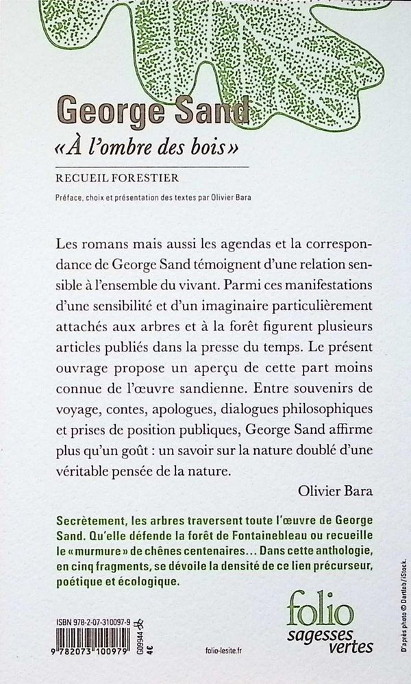 Quatrième de couverture de « À l'ombre des bois : recueil forestier »