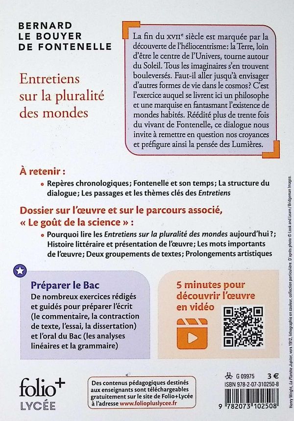 Quatrième de couverture de « Entretiens sur la pluralité des mondes »