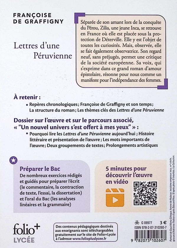 Quatrième de couverture de « Lettres d'une Péruvienne »