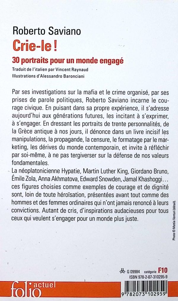 Quatrième de couverture de « Crie-le ! : 30 portraits pour un monde engagé »