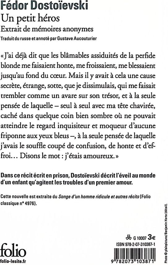 Quatrième de couverture de « UN PETIT HEROS - EXTRAIT DE MEMOIRES ANONYMES »