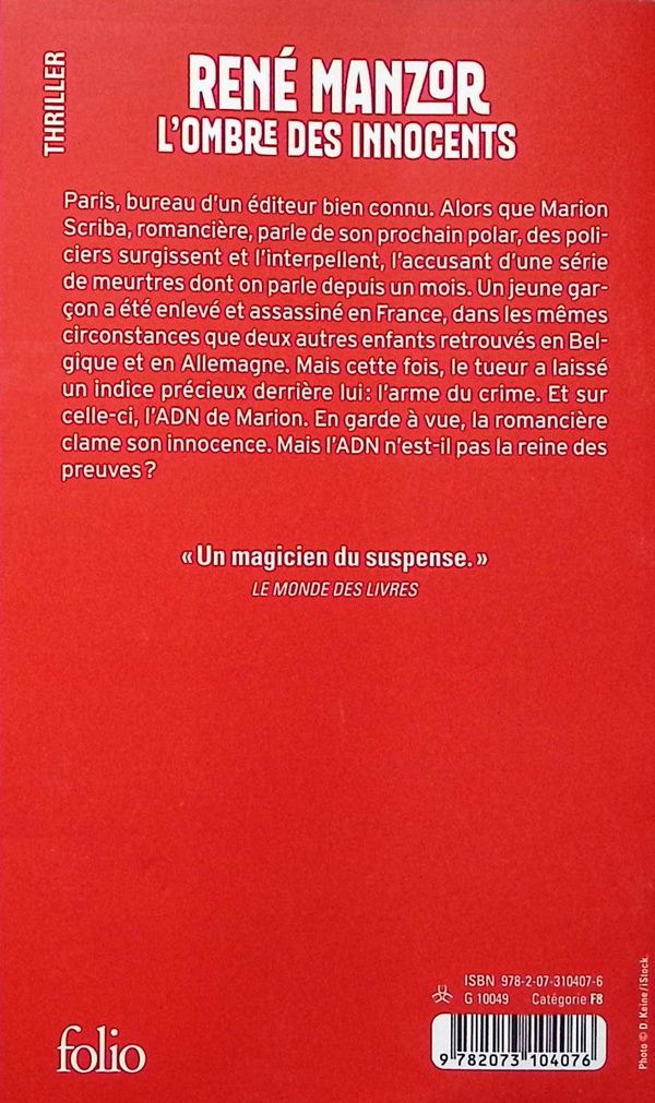 Quatrième de couverture de « L'ombre des innocents »