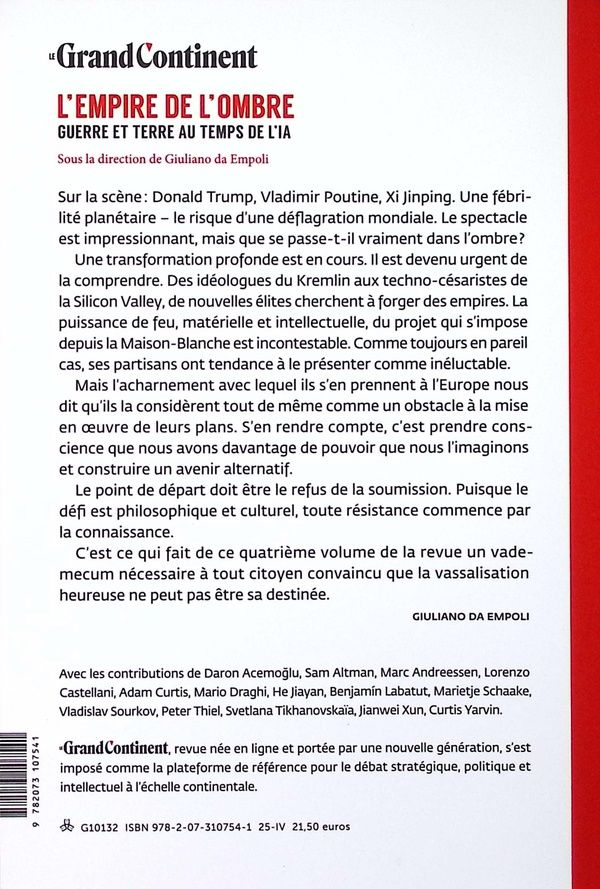 Quatrième de couverture de « L'empire de l'ombre : guerre et terre au temps de l'IA »