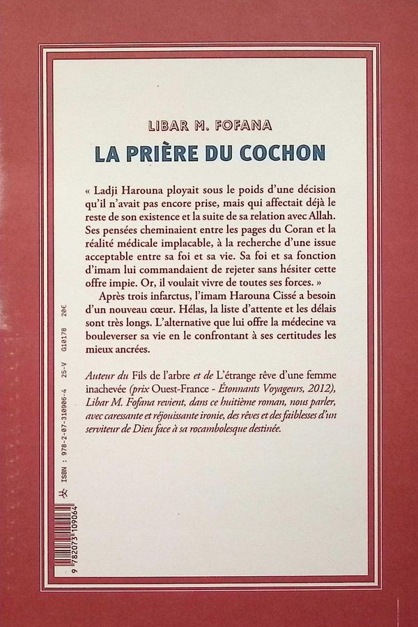 Quatrième de couverture de « La prière du cochon : roman »