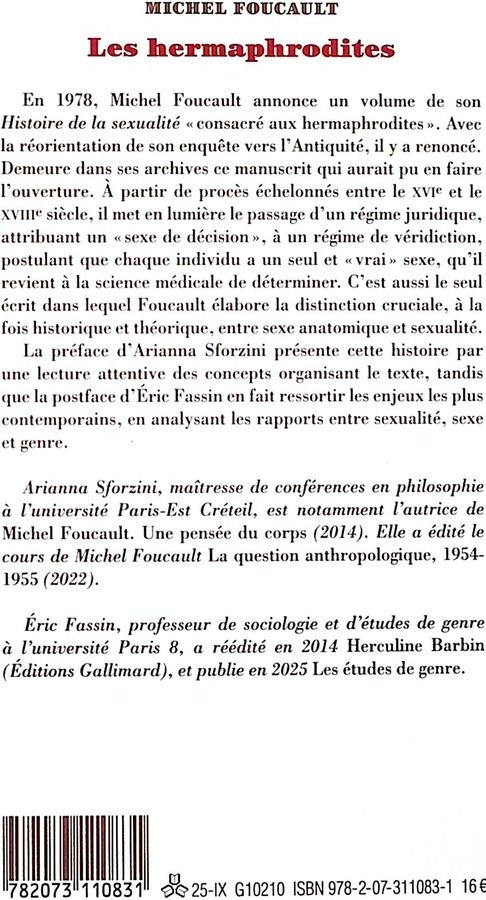 Quatrième de couverture de « Les hermaphrodites »