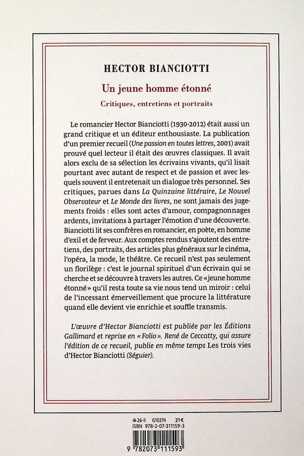 Quatrième de couverture de « Un jeune homme étonné »