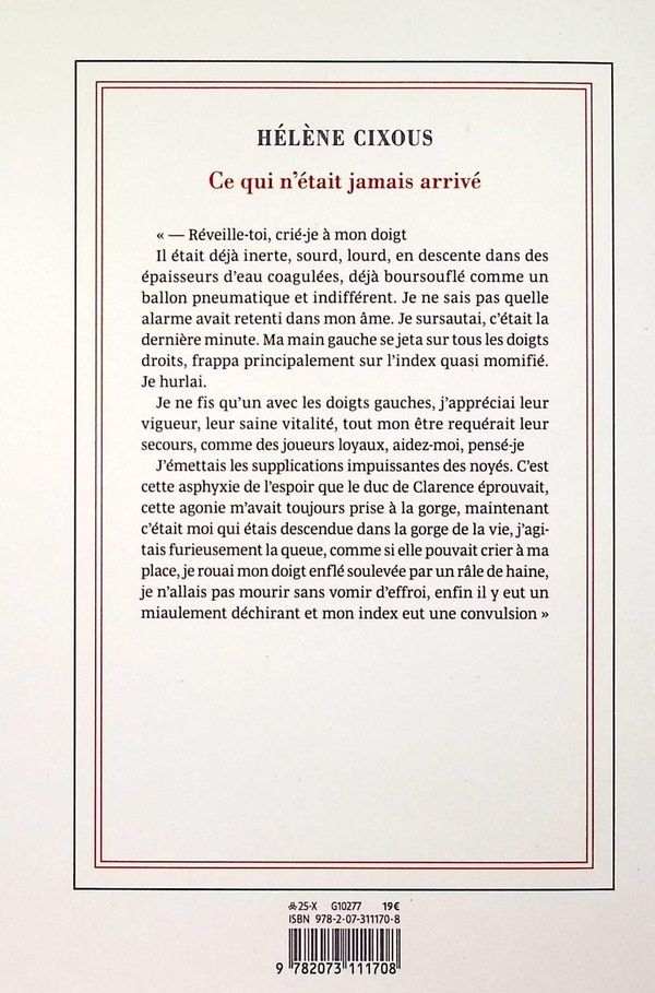 Quatrième de couverture de « Ce qui n'était jamais arrivé »