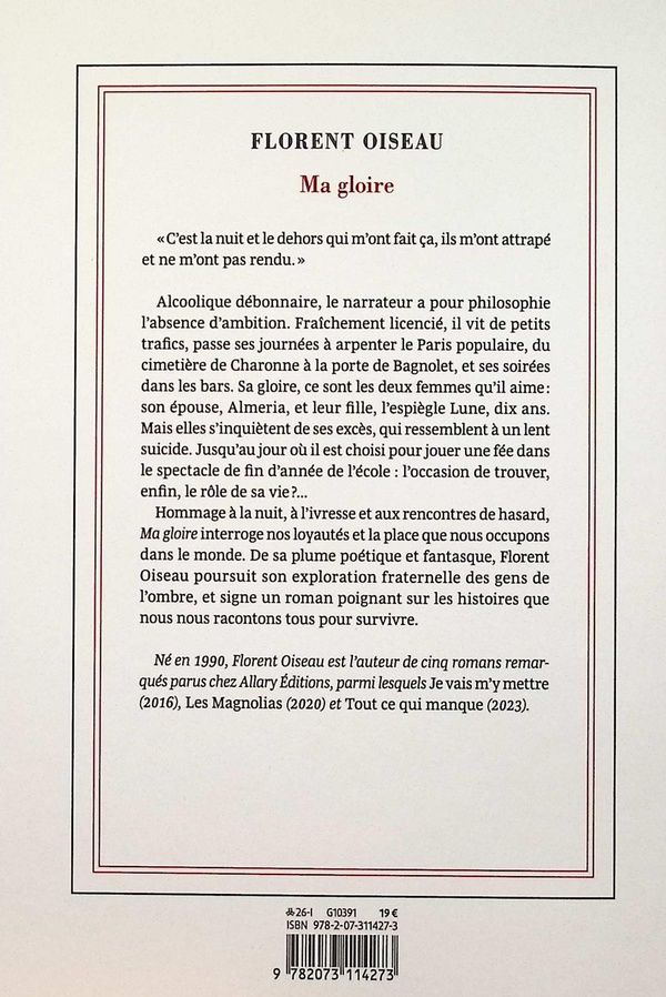 Quatrième de couverture de « Ma gloire : roman »