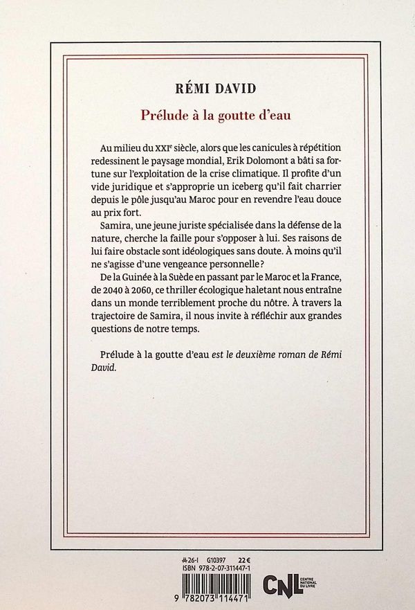 Quatrième de couverture de « Prélude à la goutte d'eau : roman »