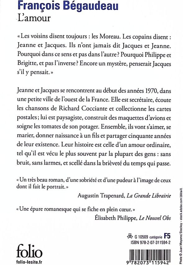 Quatrième de couverture de « L'AMOUR »