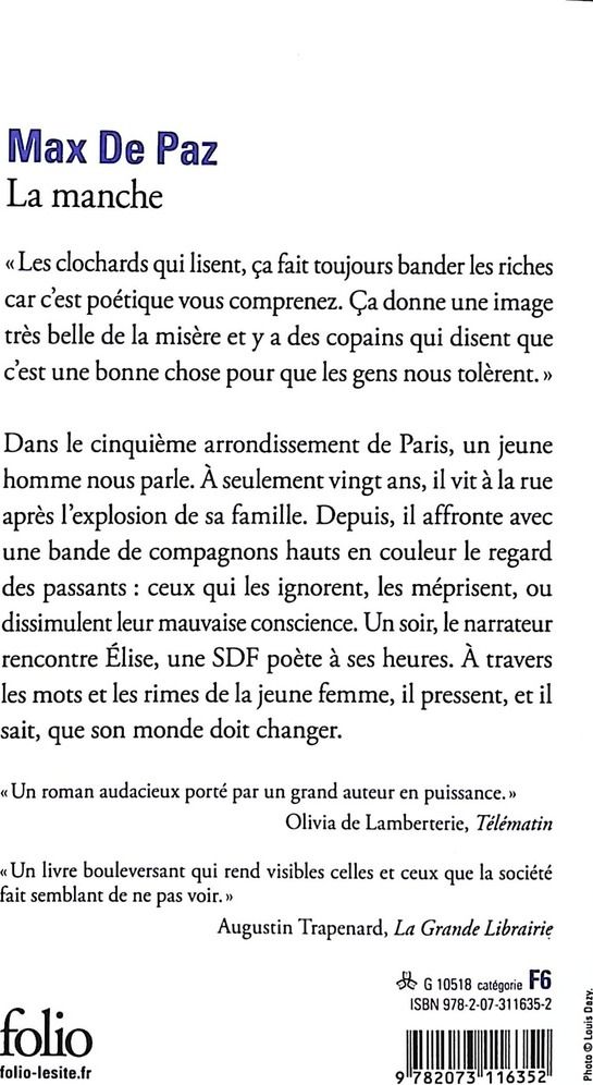 Quatrième de couverture de « La manche »