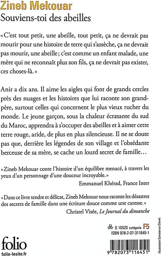 Quatrième de couverture de « Souviens-toi des abeilles »