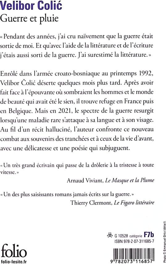 Quatrième de couverture de « Guerre et pluie »