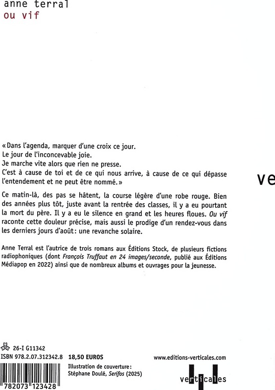Quatrième de couverture de « Ou vif : roman »