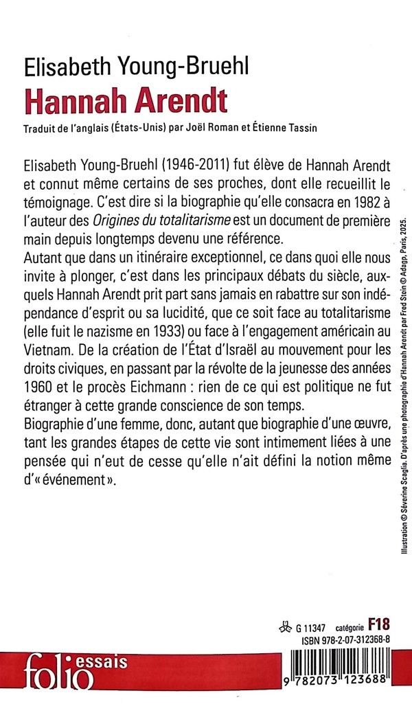 Quatrième de couverture de « Hannah Arendt »