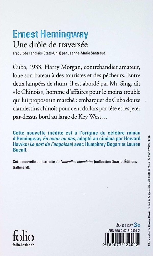 Quatrième de couverture de « UNE DROLE DE TRAVERSEE »