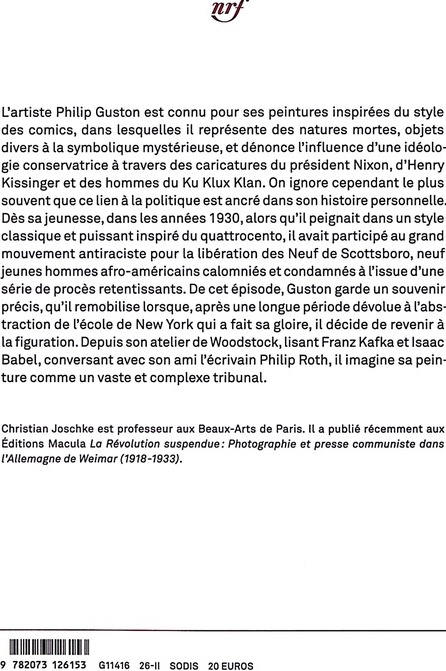 Quatrième de couverture de « Le tribunal de l'art : Philip Guston et l'antifascisme américain »