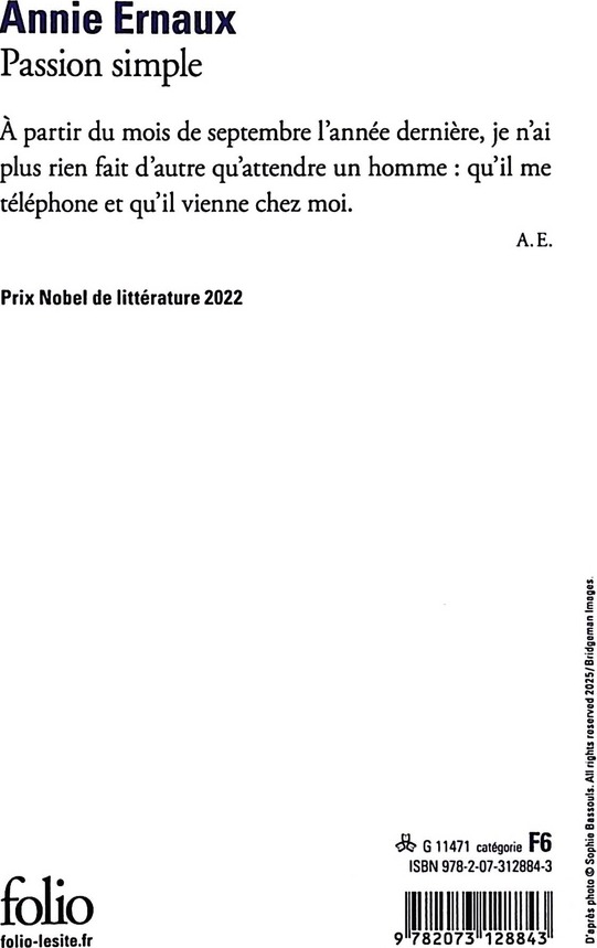 Quatrième de couverture de « PASSION SIMPLE »