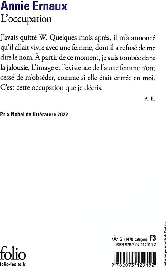 Quatrième de couverture de « L'OCCUPATION »