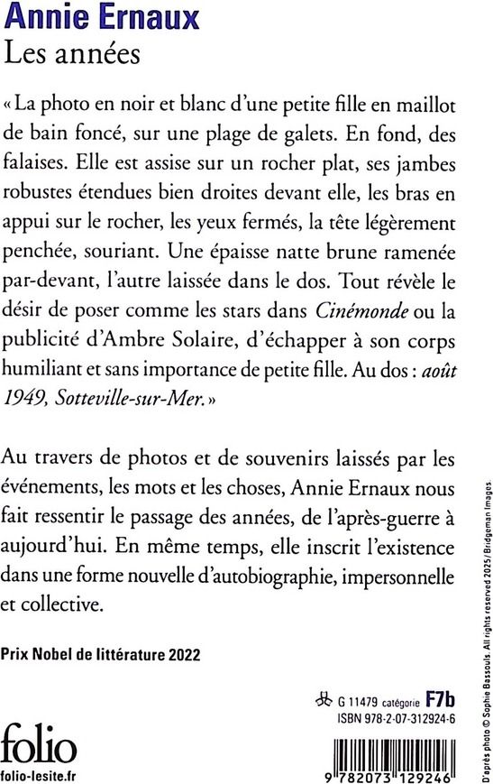 Quatrième de couverture de « LES ANNEES »
