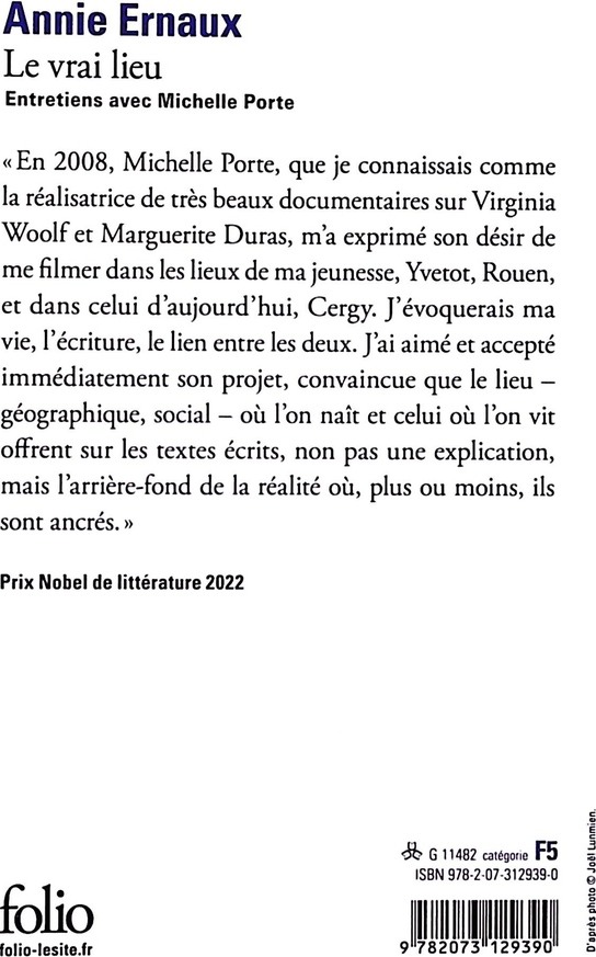 Quatrième de couverture de « LE VRAI LIEU - ENTRETIENS AVEC MICHELLE PORTE »