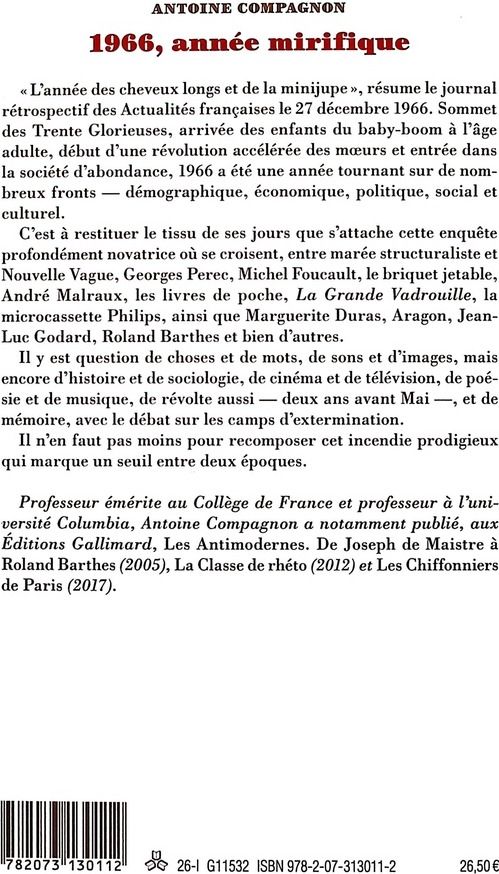 Quatrième de couverture de « 1966, année mirifique »