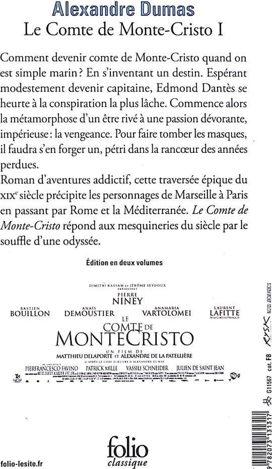 Quatrième de couverture de « Le Comte de Monte-Cristo »