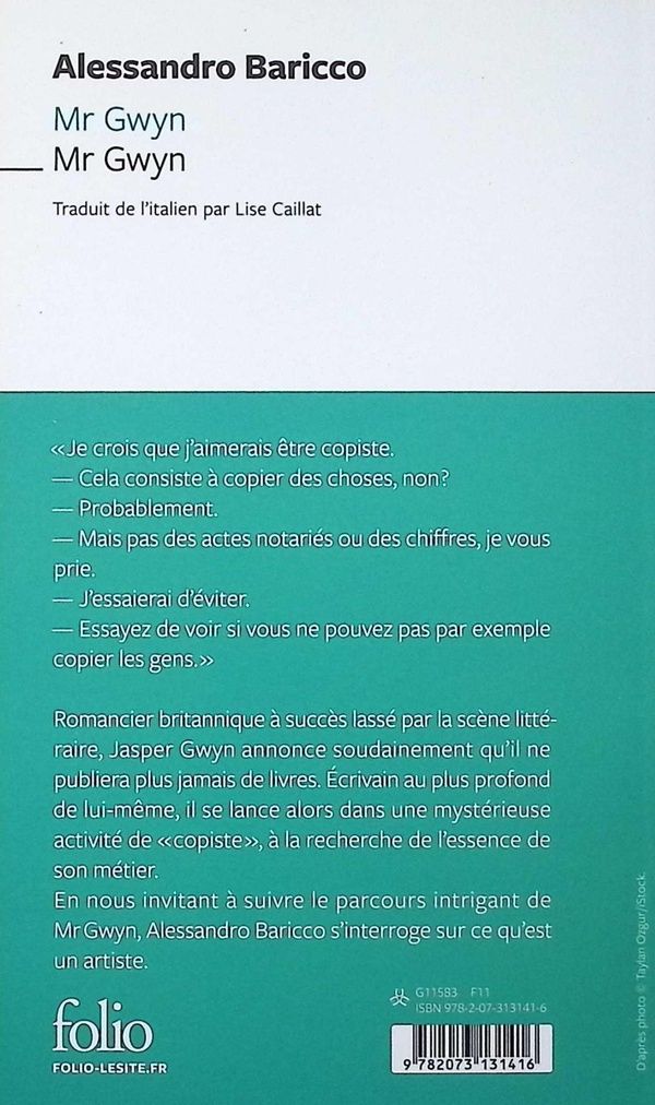 Quatrième de couverture de « Mr Gwyn »