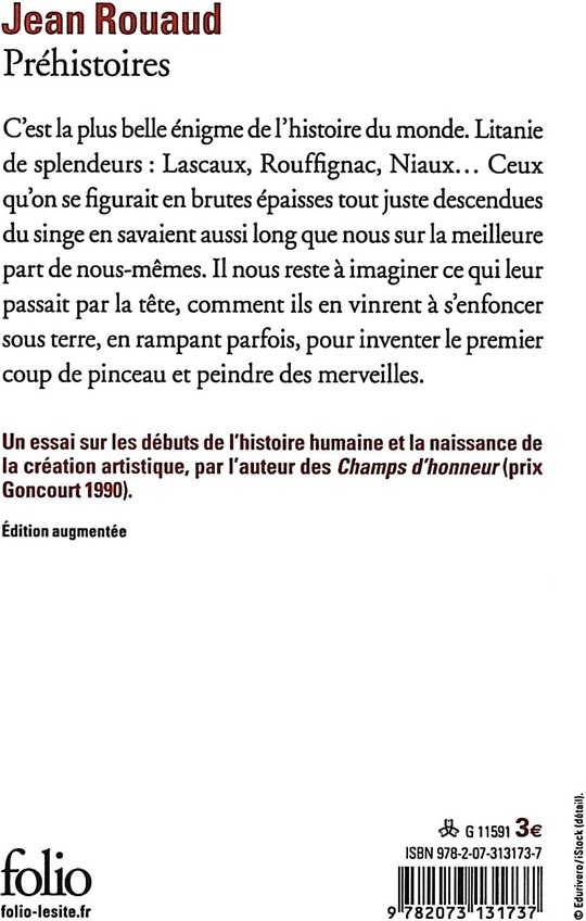Quatrième de couverture de « PREHISTOIRES »