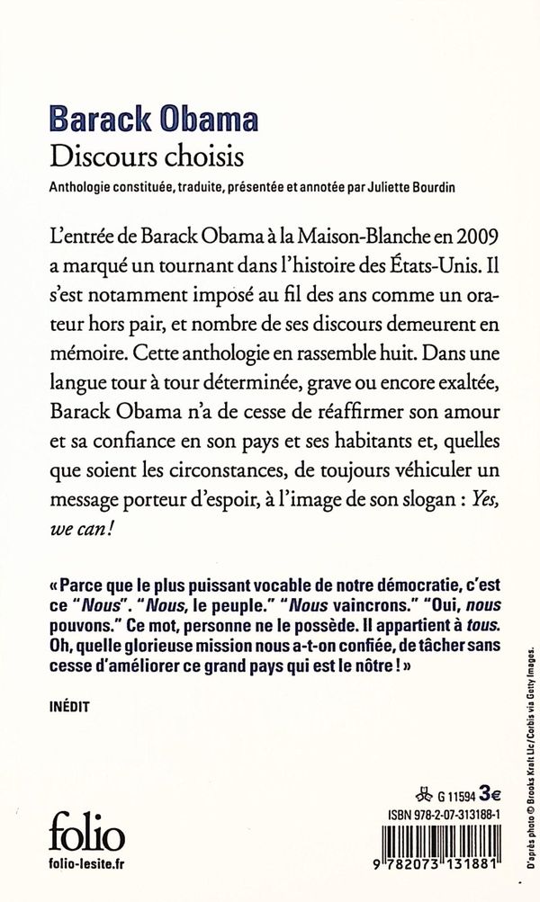 Quatrième de couverture de « DISCOURS CHOISIS »