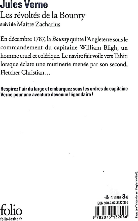 Quatrième de couverture de « LES REVOLTES DE LA BOUNTY/MAITRE ZACHARIUS »